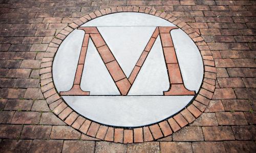 Maryland M, brick walkway